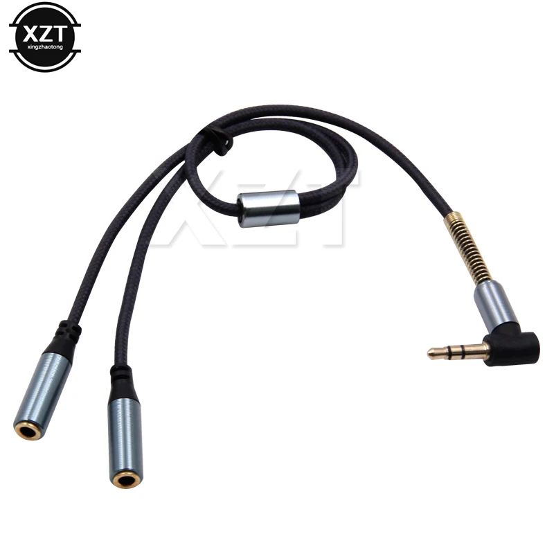 3.5mm Audio Stereo Y Splitter Cable 90 Degree Right Angle 3.5mm Male To 2 Female Jack Headphone Splitter Adapter SinLoon for Tab