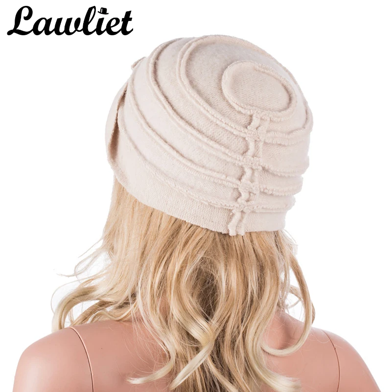 Elegant 1920s Style Ladies Hats Winter Beret Beanie Hats for Women Bucket Cloche Cap 100% Boiled Wool Warm Hats A376