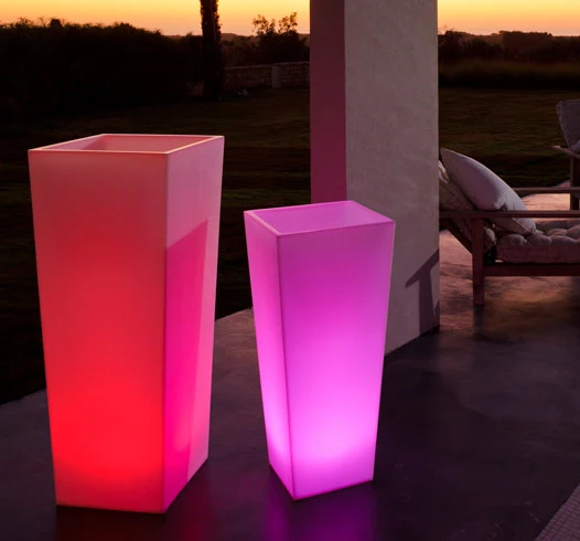 Colorful LED Light Flower Pot Plastic led Planters Vasi for Outdoor SK-LF13G Free shipping 1pc