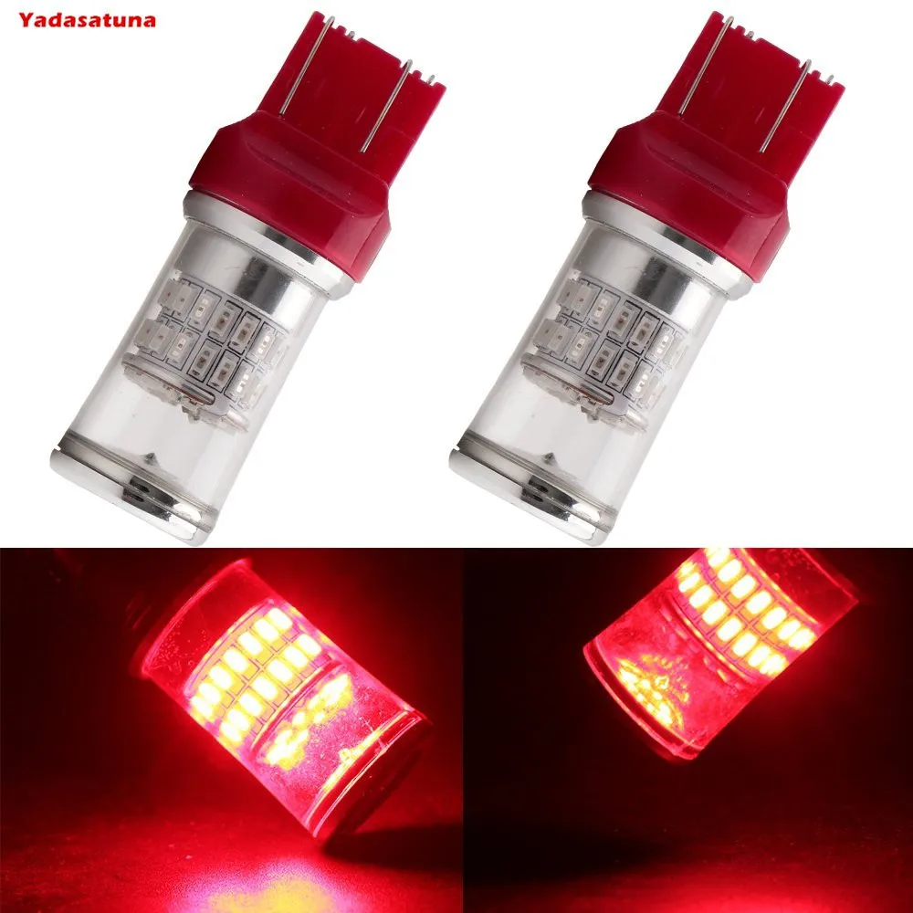 2*7443 7444 amazenar 3014 48 SMD coche Vermelho interior RV Camper Luz de freno Bombillas Tail Copia de seguridad bombillas