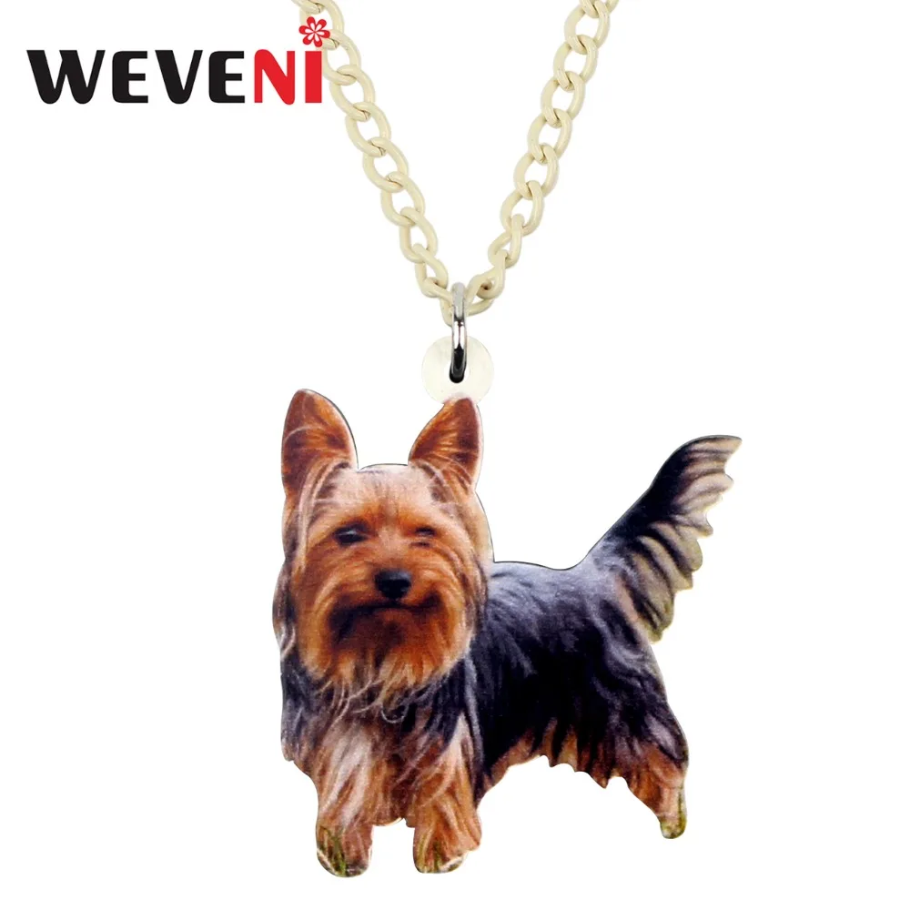 WEVENI Statement Acrylic York Yorkshire Dog Necklace Pendant Chain Collar Fashion Pet Jewelry For Women Girls Teens Decoration