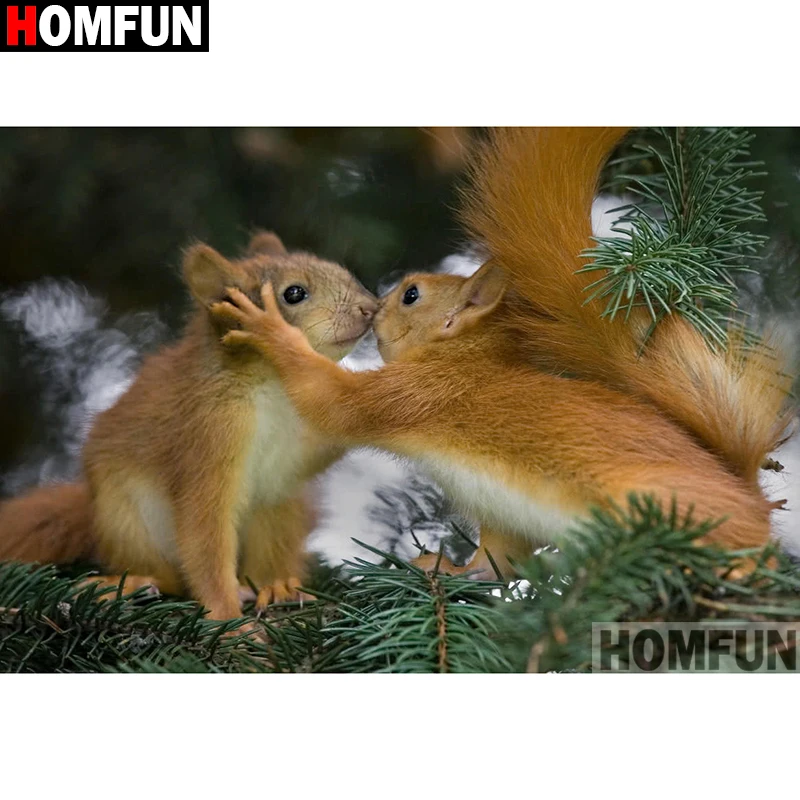 

HOMFUN Full Square/Round Drill 5D DIY Diamond Painting "Animal squirrel" Embroidery Cross Stitch 5D Home Decor Gift A14419