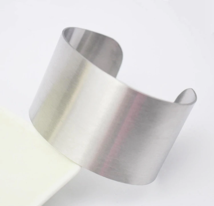 Wide Matte Silver Color Cuff Bracelet Bangle Stainless Steel Fashion Jewelry For Women Men