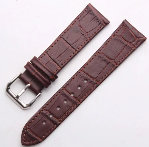 16mm 18mm 19mm 20mm Mens Womens Black Brown Watch Strap Band Black Brown Leather Gold Stainless Steel Buckle