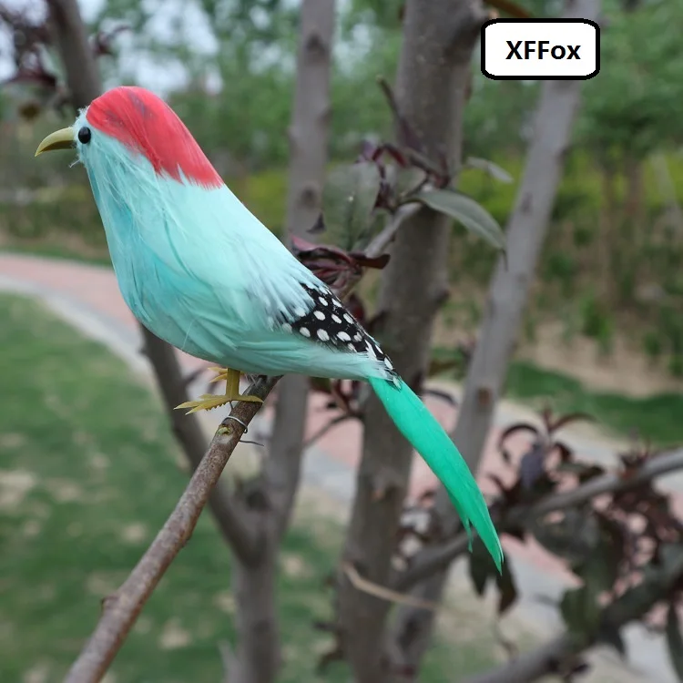 mini real life light green bird model foam&feather simulation vivid red head bird gift about 13cm xf0872