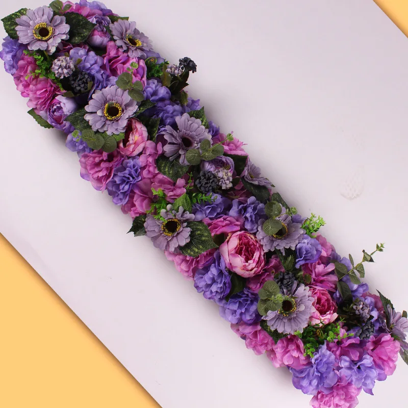 1M luxury Wedding Road Lead Flower Rose Lily Hydrangea Flower Combination DIY Arched Door Flower row Window T Stage Wedding Deco