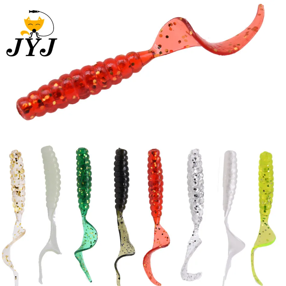 JYJ 20 pcs 5cm maggot grub worm soft lure baits , silica pesca artifical soft worm baits grub lure for fishing tackle