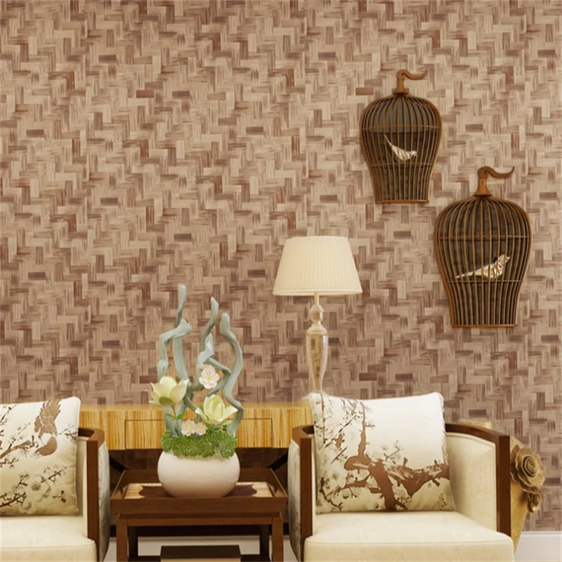 

beibehang Chinese - style retro imitation straw wallpaper straw mats bamboo mat wallpaper traditional classical folk flavor wall