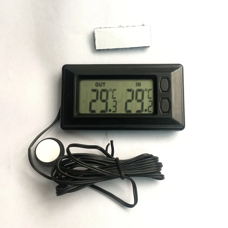 Digital Car Thermometer Celsius Fahrenheit In/Out LCD Car Electronic Temperature Meter Max Min Record 1.5M External Sensor Black