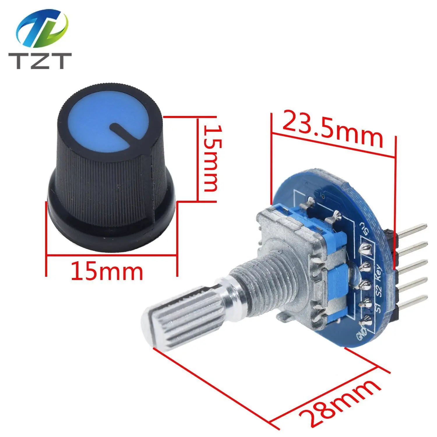 DIYTZT 1/3PCS Drehgeber Modul für Arduino Ziegel Sensor Entwicklung Runde Audio Rotierenden Potentiometer Knopf Kappe EC11 – Detail 1