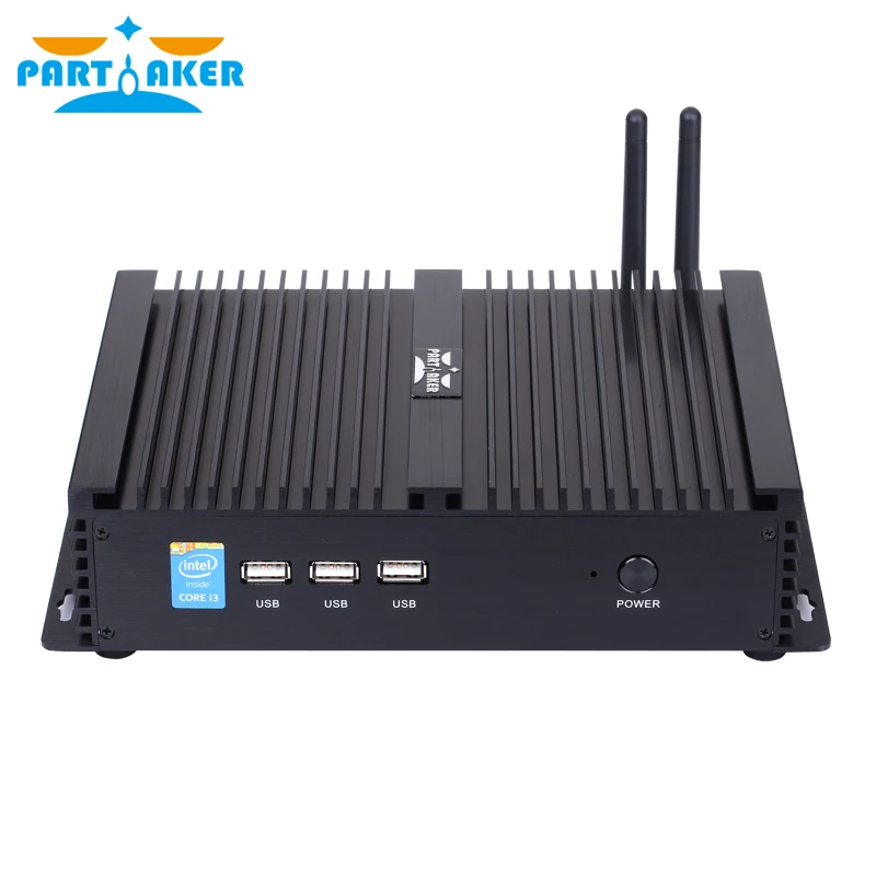 Partaker I3 Wytrzymały bez wentylatora Barebone Mini PC Core i3 i5 Windows 10 ITX Wbudowany komputer przemysłowy 1 LAN 1 VGA 2 COM