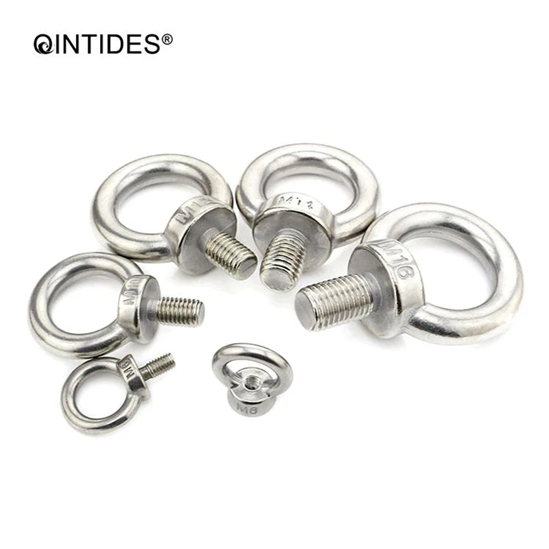 QINTIDES M12 M14 M16 M18 M20 Porcas de elevação e parafusos oculares Anel de aço inoxidável Porca de anel