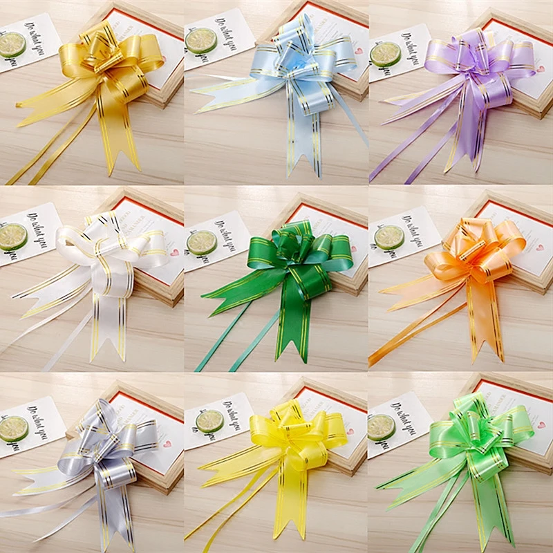 high quality Large 10pcs Pull Bow Ribbons Wedding Birthday Party Decoration Gift Packing  Home Car Decor DIY Pull Flower Ribbons