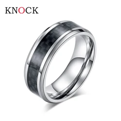 high quality Fashion Stainless Steel Carbon Fiber Ring for Men women Couple Ring Black Silver Color Male Jewelry engagement ring