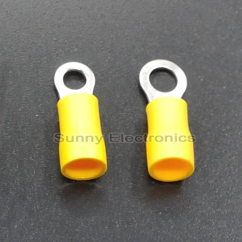 

500Pcs RV5.5-3.5 12-10AWG #6 Yellow Ring Insulated Wire Connector Electrical Crimp Terminal RV5.5-3.7