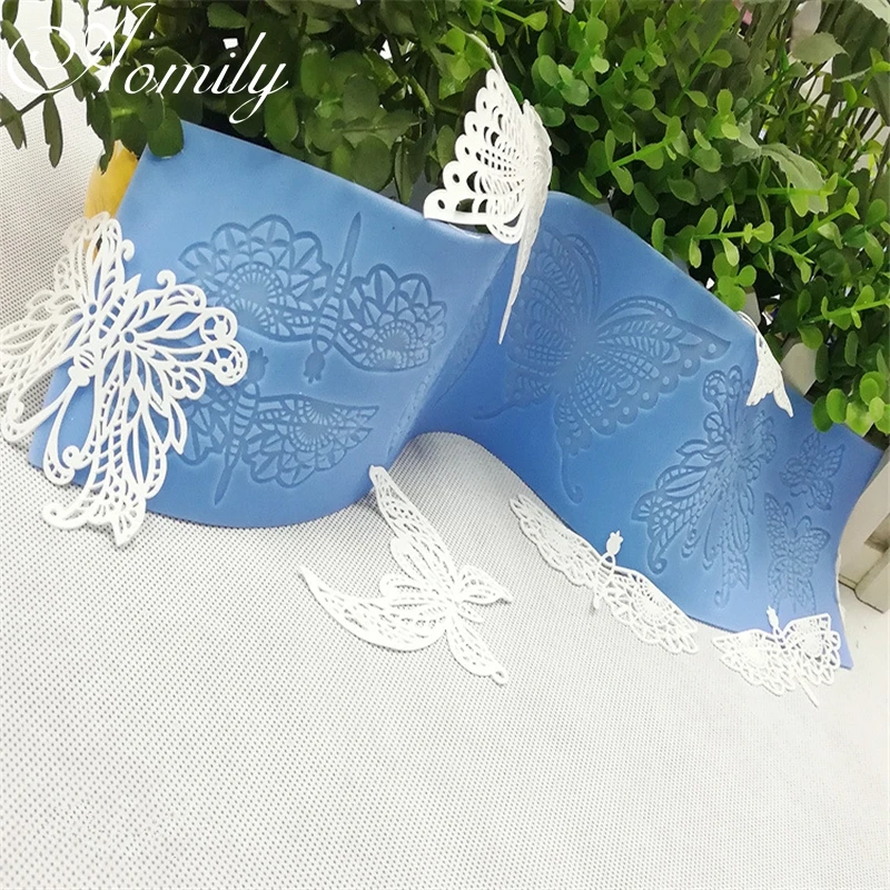 Aomily Lace Butterfly Wedding Cake Silicone Beautiful Lace Fondant Mold Mousse Sugarcraft Icing Mat Pad Pastry Baking Tool