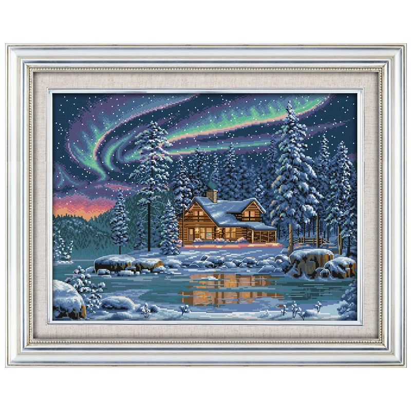 The Aurora Borealis Patterns Counted Cross Stitch Set DIY 11CT 14CT 16CT Stamped DMC Cross-stitch Kit Embroidery Needlework