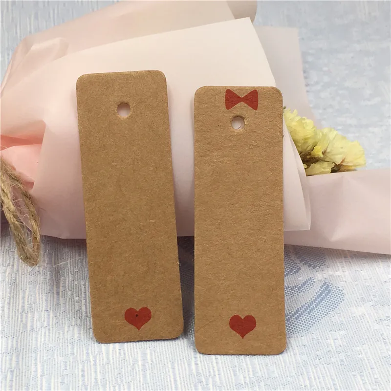 100pcs 6*2cm DIY Kraft Paper Tags Head Label Luggage Wedding Party Candy Boxes/Bags/Bottles Packaging Decor Hang Tag