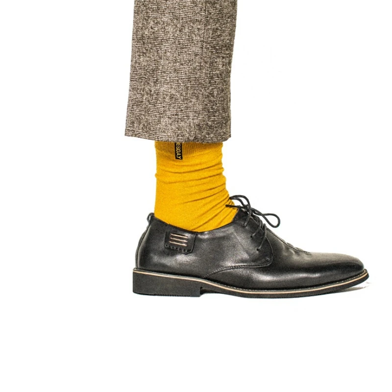 Moda Socmark-Calcetines de algodón peinado para hombre, calcetín de negocios de Color sólido, estilo británico, multicolor