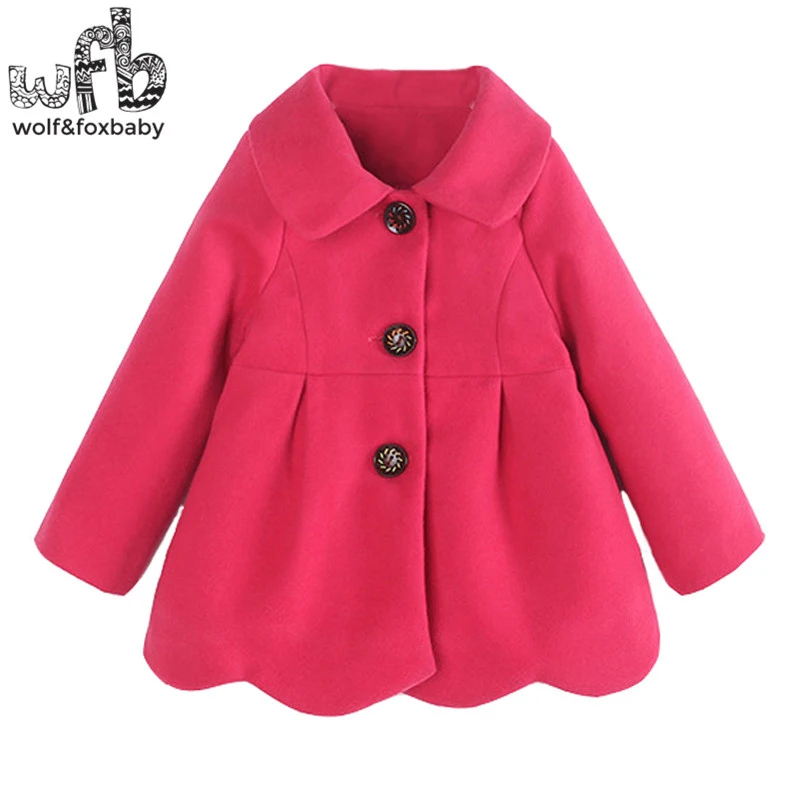 Retail 2-8 years coats Thickened full-sleeves bow-knot solid color kids children clothing spring autumn fall winter