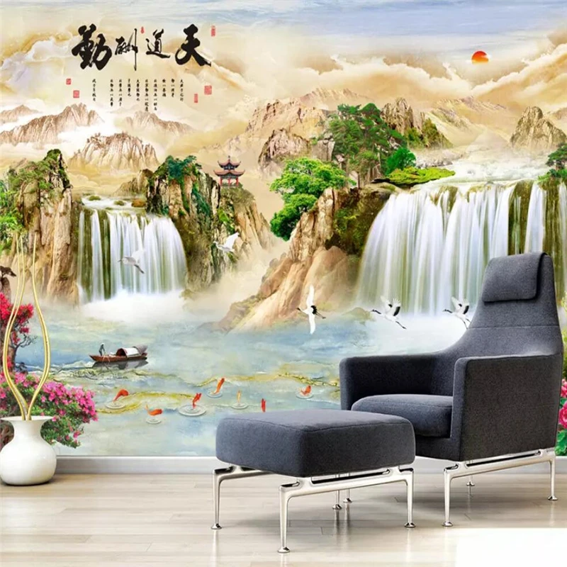 

wellyu Custom wallpaper 3d papel de parede Photo Murals Chinese Marble TV Sofa Background Wall paper murals Landscape Painting