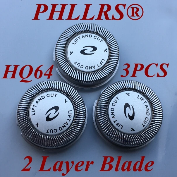 3PCS 2 Layer HQ64 Replacement head Razor blade for philips Shaver HQ54 HQ6070 HQ6073 HQ7310 PT710 HQ7325 HQ7340 PT715 PT725