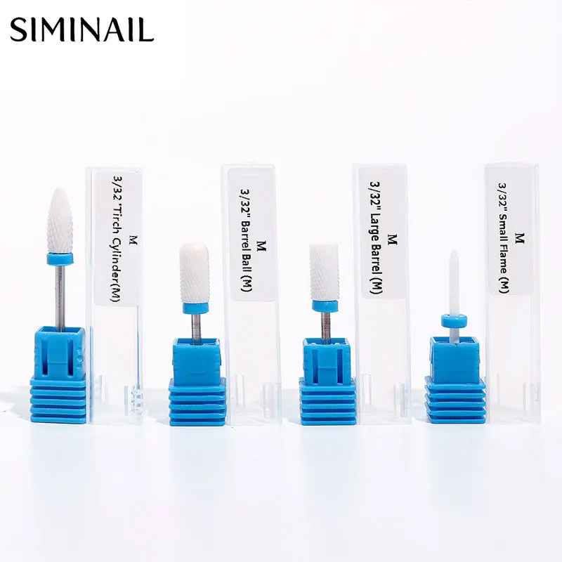 Pro Ceramic Nail Drill Bit Nail Art for Electric Manicure Pedicure 3/32 Nail Drill Bits Set Medium Ceramic Nail Cutter 2.35mm