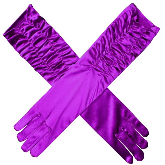 Guantes largos de satén para novia, color rojo, Negro, Rosa, Azul, Morado, elegante, para boda, 2024