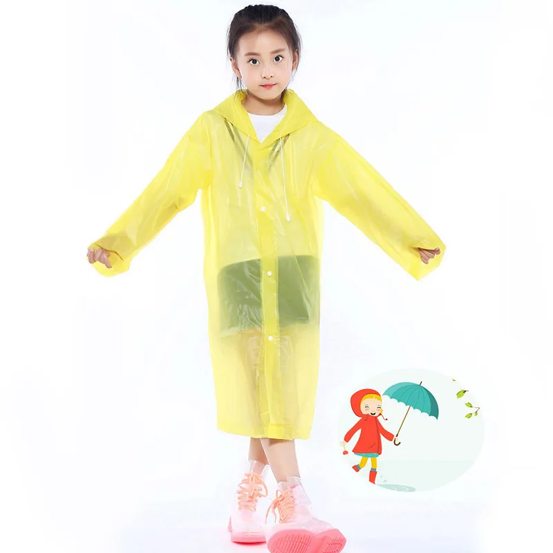 200pcs  Kids Hooded Transparent Jacket Raincoats Rain Coat Poncho Raincoat Cover Long Girl Boy rainwear