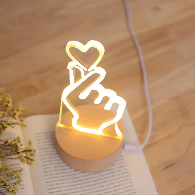 Mycyk Ins creative than night light USB night light lampada da tavolo in legno regalo USB o 5AAA regalo di compleanno per la stanza della fidanzata decorat