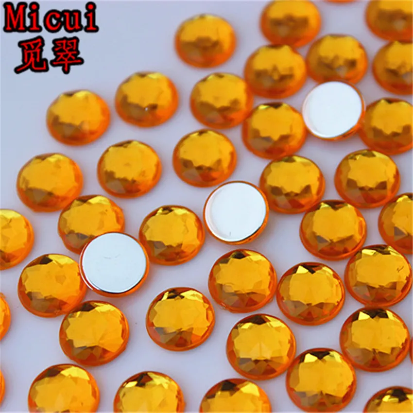 Micui 100pcs 8mm Round Chamfer Acrylic Crystal and Stones Flat Back Rhinestone No Hole For Clothing Craft DIY MC750