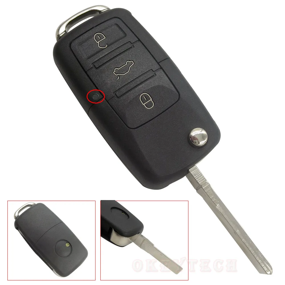 OkeyTech Remote Key Shell Flip Folding Car Key Replacement For VW Golf 4 5 Passat b5 b6 polo Touran For Seat Skoda Car Key