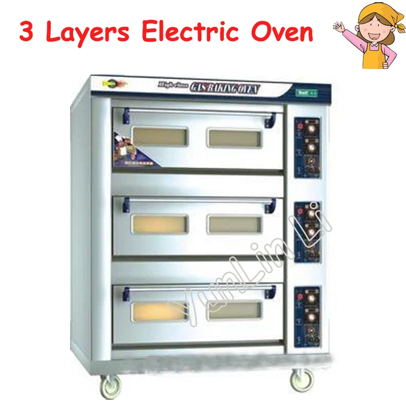 

3 Layers 6 Trays Pizza Oven 380V Stainless Steel Bread Toaster Electric Baking Machine