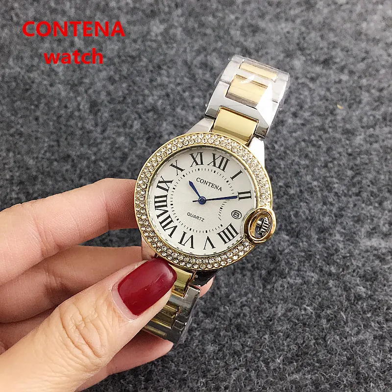 New Gold Ladies Fashion Watch Point Drill Ring Exquisite Simple Alloy Quartz Stainless Steel Women's Watch Saati Relogio