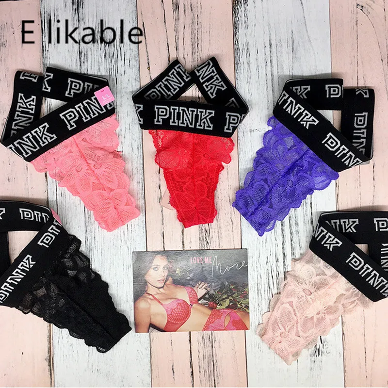 E likable four seasons new fashion lace ladies underwear comfortable breathable solid color sexy thong