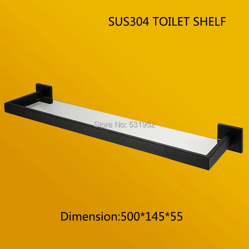 2017 New Design Black Bathroom Shelf With Glass 304 Stainless Steel Toilet Shelf Bathroom Kitchen Bathroom Shelves Easy Install