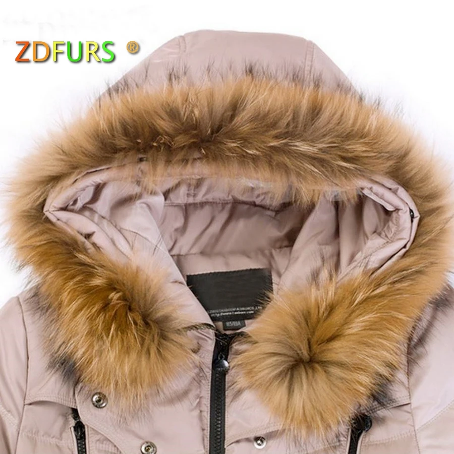 ZDFURS * Real Fur Collar 100% Genuine Raccoon Fur Scarf 68cm *11cm  Fur Trim of Down Coat Fur Strip/Hooded ZDC-163015