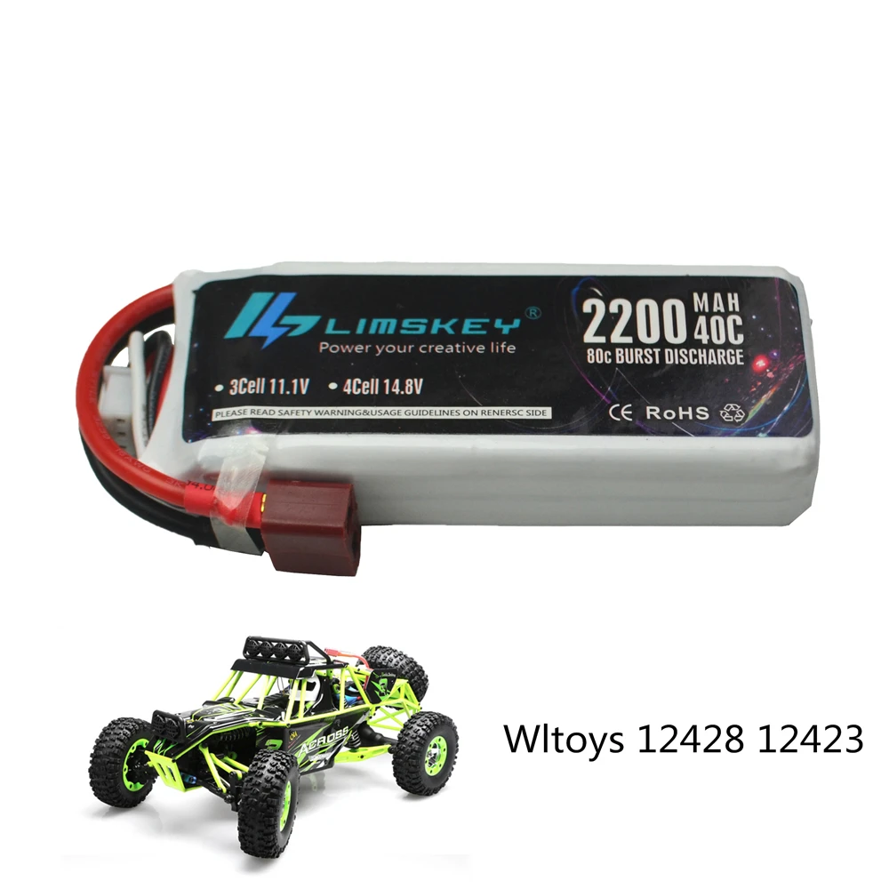 2019 Limskey New Arrived Rc Lipo Battery 2S 7.4V 2200mah 40C Max 80C for Wltoys 12428 12423 1:12 RC Car Spare parts