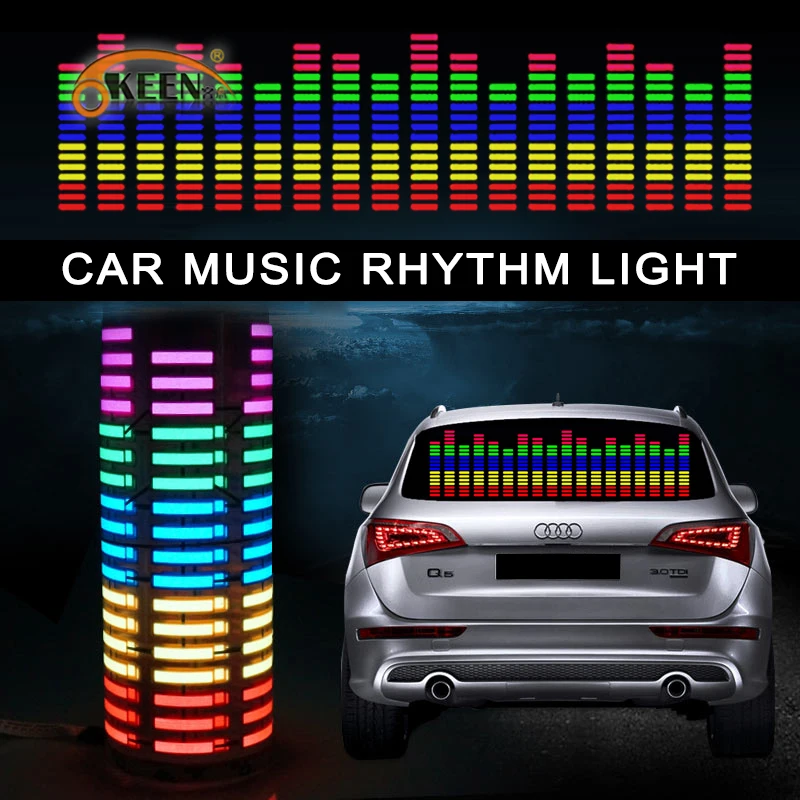 

OKEEN 90*25 car-styling music car sticker music equalizer to the rear window light for car rgb led controller decorative lamps