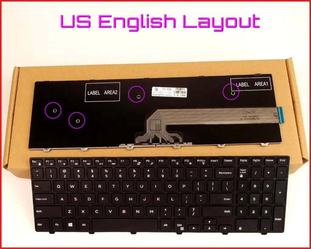 New Keyboard US English Version for Dell Inspiron 15-5547 17-5000 MP-13N73US-442 Laptop Black With frame Non-Backlit