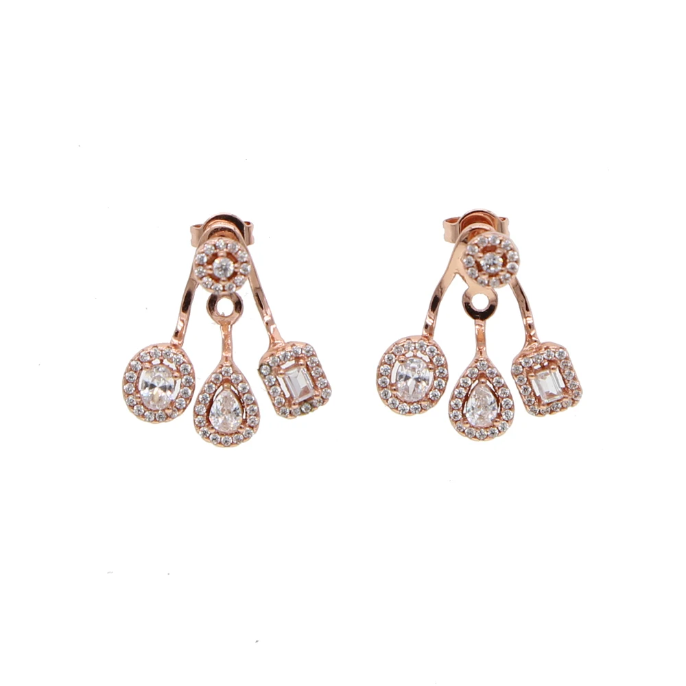 Geometry Stud Earrings For Women Statement Ear Jewelry Wholesale 2018 luxury AAA sparking CZ cubic zirocnia wedding gift