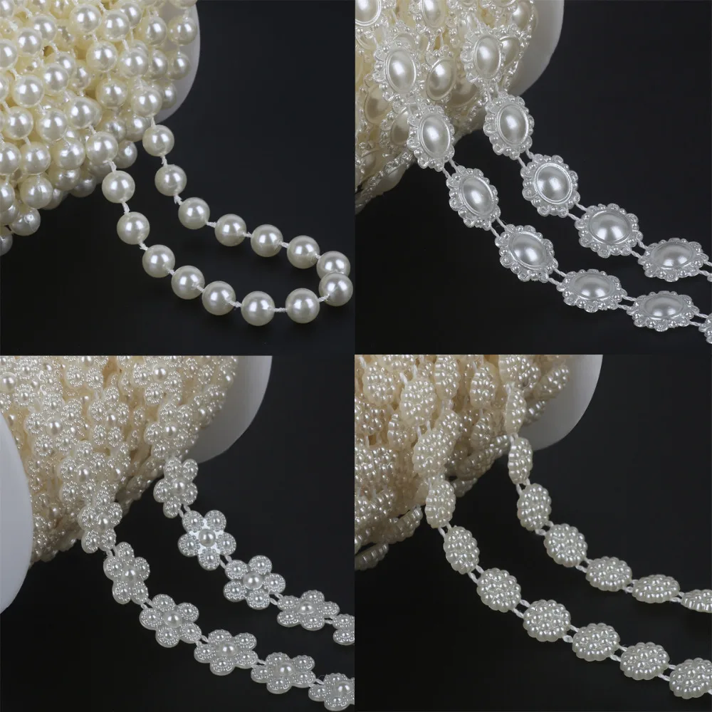 Multi-Size 2-10 Meters/Lot Craft Square Imitation Pearl Beads Cotton Line Chain For DIY Wedding Party Decoration Jewelry Making