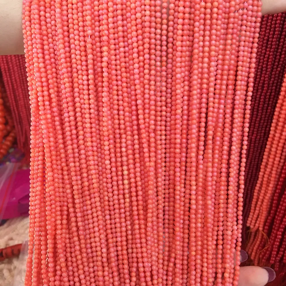 Small beads3 MM high quality round natural pink coral beads loose beads isolation beads DIY bracelet necklace jewelry making