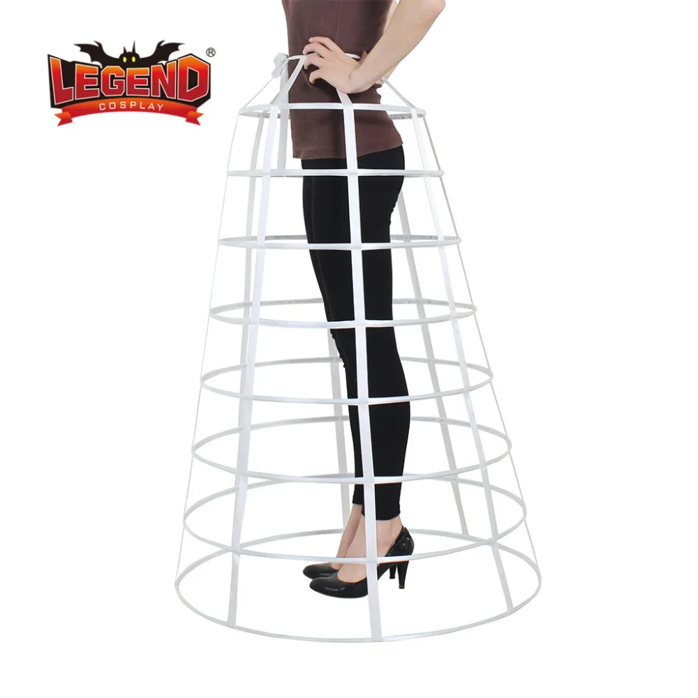 สีขาว hoop cage กระโปรงยาว pannier crinoline