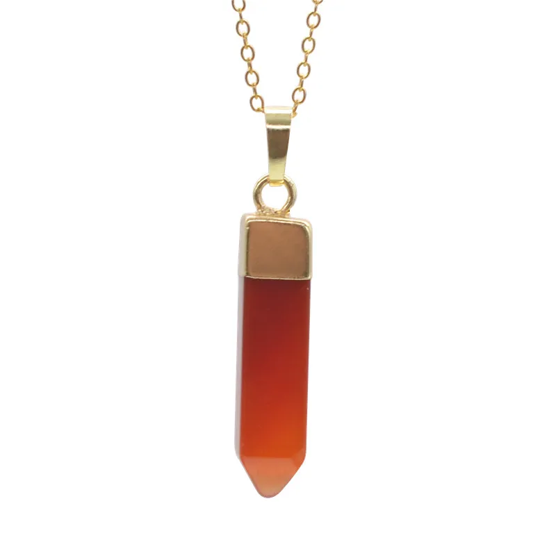 1pc Natural Stone Bullet Pendant Necklace Tiger Eye Rose Quartzs Crystal onyx Pendants  Chakra Charms Jewelry gifts