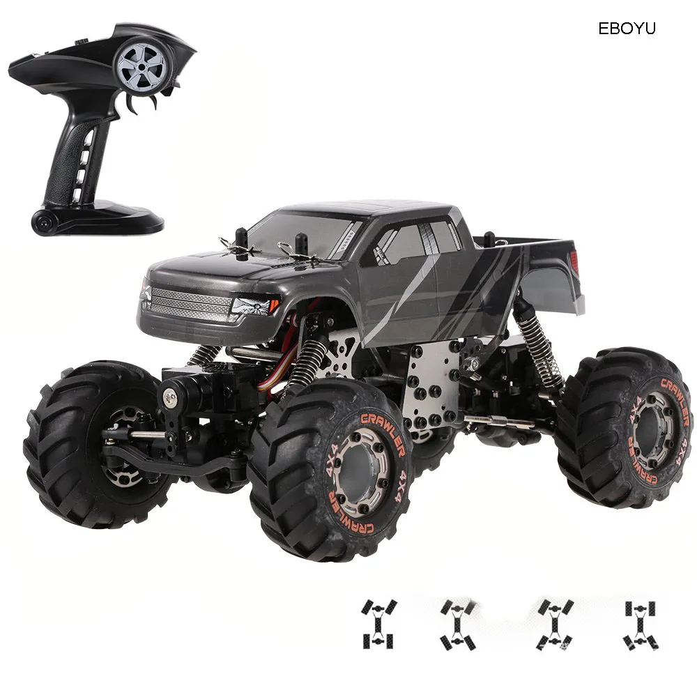 EBOYU 2098B RC Car 1:24 2.4GHz 4WD 4WS Devastator Rock RC Crawler RTR with Double Servo Off-Road RC Car RTR-Random Color