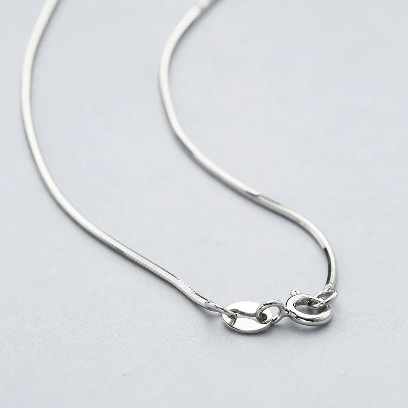 Genuine Real Pure Solid 925 Sterling Silver Chain Necklace Men Women Snake Chain DIY Jewelry Male Female 0.7mm Collier Necklaces