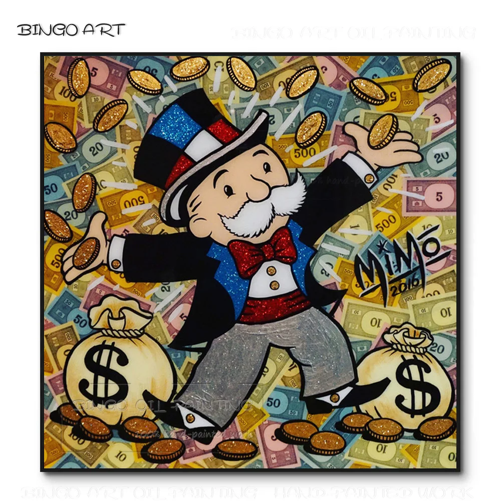 

Artist Hand-painted High Quality Fine Art Monopoly Oil Painting on Canvas Pop Art Monopoly Rich Man Oil Painting for Living Room