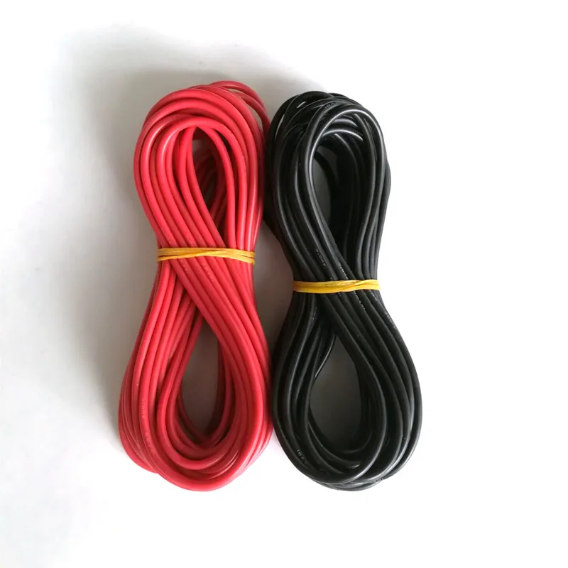 10meter/lot High Quality wire silicone 10 12 14 16 18 20 22 24 26 AWG 5m red and 5m black color