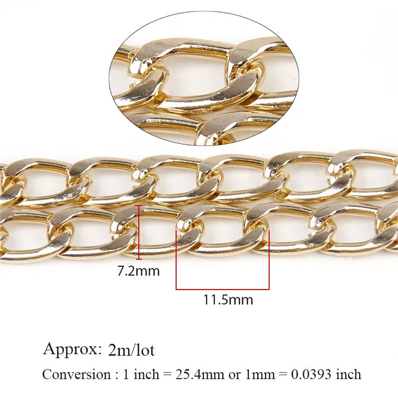 Metal Mixed Color Flat Byzantine Necklace Twisted Chains Curb Chains Bulk Fit Bracelets Open Link Chain For DIY Jewelry Making